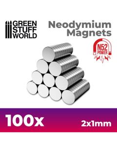 Набір магнітів Green Stuff World: Neodymium Magnets 2x1mm - 100 units (N52)