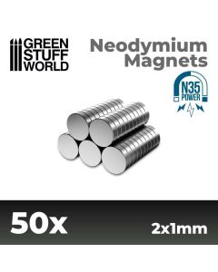 Набір магнітів Green Stuff World: Neodymium Magnets 2x1mm - 50 units (N35)