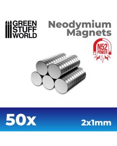 Набір магнітів Green Stuff World: Neodymium Magnets 2x1mm - 50 units (N52)