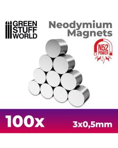 Набір магнітів Green Stuff World: Neodymium Magnets 3x0'5mm - 100 units (N52)