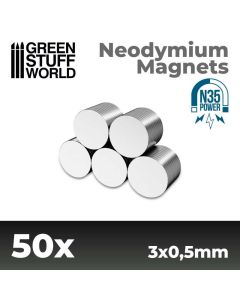 Набір магнітів Green Stuff World: Neodymium Magnets 3x0'5mm - 50 units (N35)