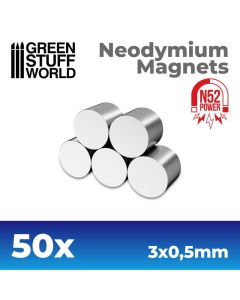 Набір магнітів Green Stuff World: Neodymium Magnets 3x0'5mm - 50 units (N52)