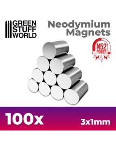 Набір магнітів Green Stuff World: Neodymium Magnets 3x1mm - 100 units (N52)