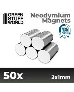 Набір магнітів Green Stuff World: Neodymium Magnets 3x1mm - 50 units (N35)