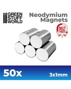 Набір магнітів Green Stuff World: Neodymium Magnets 3x1mm - 50 units (N52)