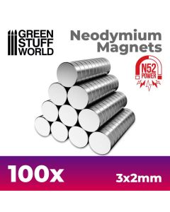 Набір магнітів Green Stuff World: Neodymium Magnets 3x2mm - 100 units (N52)