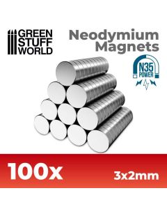 Набір магнітів Green Stuff World: Neodymium Magnets 3x2mm - 100 units (N35)