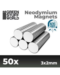 Набір магнітів Green Stuff World: Neodymium Magnets 3x2mm - 50 units (N35)