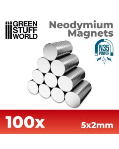 Набір магнітів Green Stuff World: Neodymium Magnets 5x2mm - 100 units (N35)