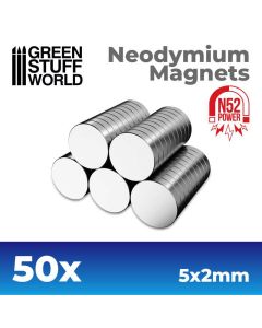 Набір магнітів Green Stuff World:  Neodymium Magnets 5x2mm - 50 units (N52)