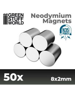 Набір магнітів Green Stuff World: Neodymium Magnets 8x2mm - 50 units (N35)