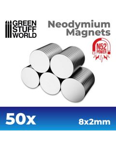 Набір магнітів Green Stuff World: Neodymium Magnets 8x2mm - 50 units (N52)