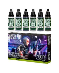 Набір акрилових фарб Green Stuff World: Paint Set - NMM Steel and Silver