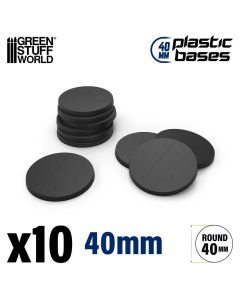 Набір пластикових підставок для мініатюр Green Stuff World: Plastic Bases - Round 40 mm Black