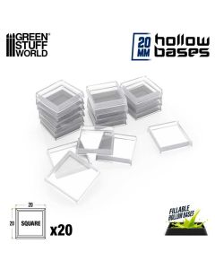 Набір прозорих підставок для мініатюр Green Stuff World: Plastic Clear Square Hollow Base 20mm