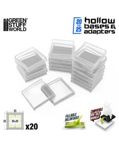 Набір прозорих підставок для мініатюр Green Stuff World: Plastic Clear Square Hollow Base 25mm