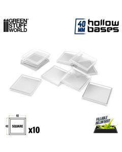 Набір прозорих підставок для мініатюр Green Stuff World: Plastic Clear Square Hollow Base 40mm