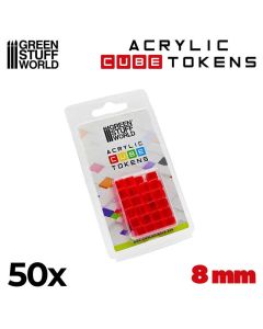 Набір акрилових жетонів Green Stuff World: Red Cube Tokens 8mm