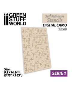 Самоклеючий трафарет Green Stuff World: Self-Adhesive Stencils - Digital Camo