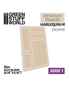 Самоклеючі трафарети Green Stuff World: Self-adhesive stencils - Harlequin M - 9x5mm