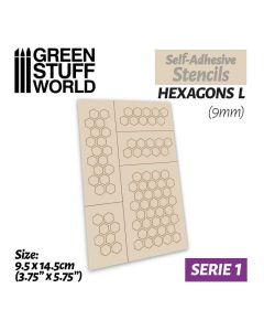 Самоклеючі трафарети Green Stuff World: Self-adhesive stencils - Hexagons L - 9mm