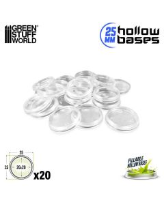 Набір прозорих підставок для мініатюр Green Stuff World: Transparent Hollow Plastic Bases - Round 25mm