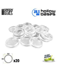 Набір прозорих підставок для мініатюр Green Stuff World: Transparent Hollow Plastic Bases - Round 28,5mm