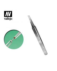 Пінцет з плоскими заокругленими кінчиками Vallejo: Flat Rounded Stainless Steel Tweezers (120 mm)