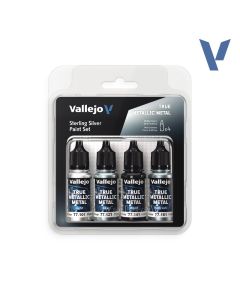 Набір акрилових фарб Vallejo: True Metallic Metal Sets: Sterling Silver Paint Set