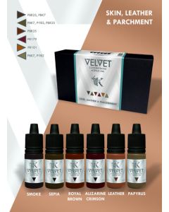 Набір акрилових чорнил Kimera Kolors: Velvet Inks – Skin, Leather & Parchment (6х15 ml)