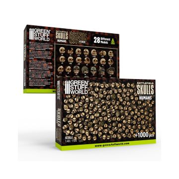 Набір декорацій Green Stuff World: 1000x Battlefield Resin Skulls 1:48-1:35