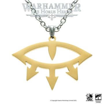 Підвіска з нержавної сталі з позолотою та срібним ланцюжком Starforged Warhammer 30K Black Legion Eye of Horus 