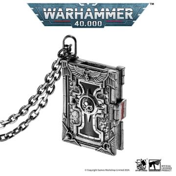 Срібна підвіска з чорною печаткою зі срібла Starforged: Warhammer 40000 Book of the Holy Ordos
