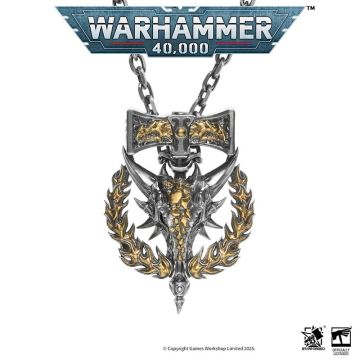 Срібна підвіска з позолотою і срібним ланцюжком Starforged Warhammer 40000 Dawnbringer Salamanders