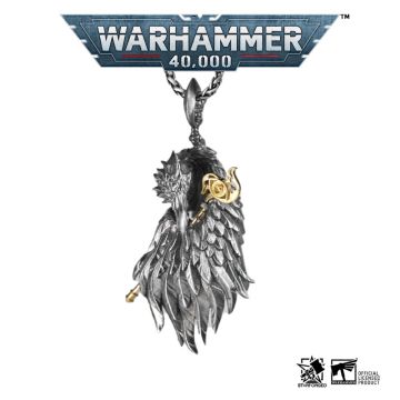 Срібна підвіска з позолотою зі срібним ланцюжком Starforged: Warhammer 40000 Plumes of Change Pendant Tzeentch Chaos God Necklace