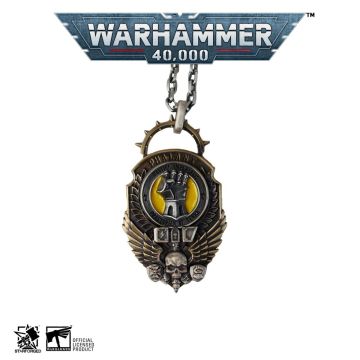 Підвіска з латуні та срібла з ланцюжком зі сталі Starforged:Warhammer 40000 Hammer of Phalanx Necklace