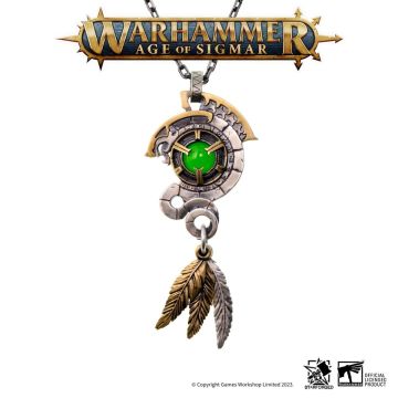 Срібна підвіска з ланцюжком із нержавіючої сталі Starforged Warhammer Age of Sigmar Seraphon Astrolith 
