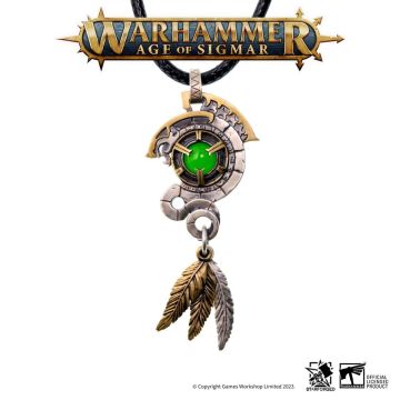 Срібна підвіска зі шкіряним ланцюжком Starforged Warhammer Age of Sigmar Seraphon Astrolith 