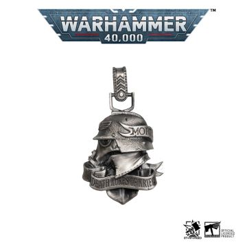 Срібна підвіска зі сталевим ланцюжком Warhammer 40K Astra Militarum Death Korps of Krieg Memento Mori by Starforged