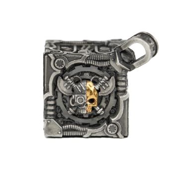 Срібна підвіска з позолотою та срібним ланцюжком Starforged: Warhammer 40000 Adeptus Mechanicus - Mechanicum Cogitator Dicecore Pendant