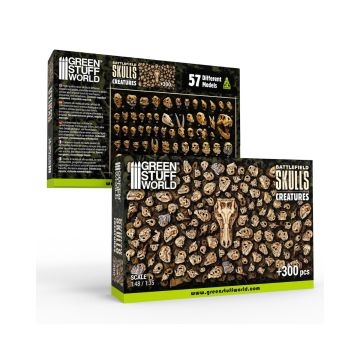 Набір декорацій Green Stuff World: 300x Battlefield Creature Skulls 1:48-1:35