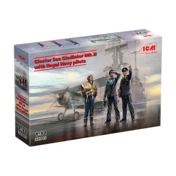 Збірна модель літака ICM: Gloster Sea Gladiator Mk.II з пілотами Королівського флоту