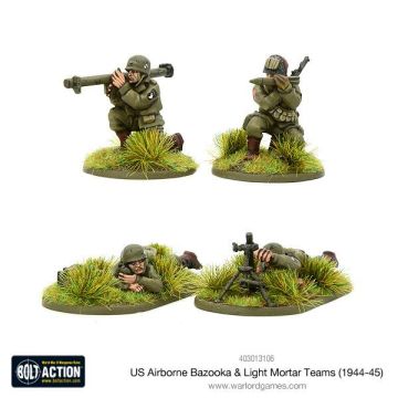 Набір мініатюр Warlord Games Bolt Action: US Airborne Bazooka & light mortar teams (1944-45)