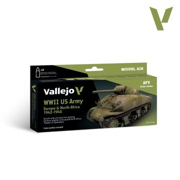 Набір акрилових фарб Vallejo: Model Air: WWII US Army Europe & North Africa 1942-1945