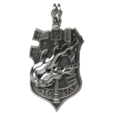 Срібна підвіска зі сталевим ланцюжком Starforged: Warhammer Total War 3 Pendant Crest of Sigmar 