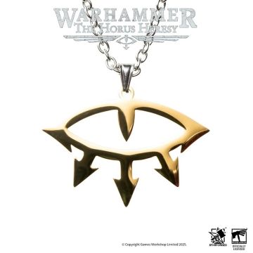 Підвіска з нержавної сталі з позолотою та шкіряним ланцюжком Starforged Warhammer 30K Black Legion Eye of Horus 