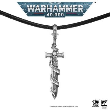 Срібна підвіска зі шкіряним ланцюжком Starforged Warhammer 40K Sword Of The High Marshal Necklace Pendant