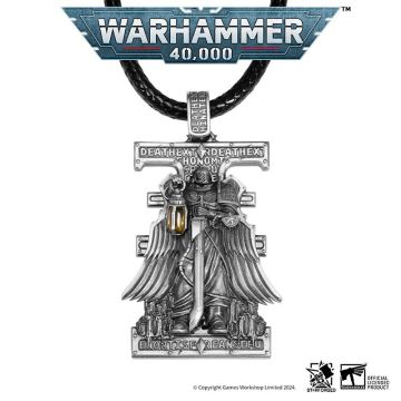 Срібна підвіска та ланцюжок зі штучної шкіри Starforged Ka'Bandha Khorne Chaos Demon