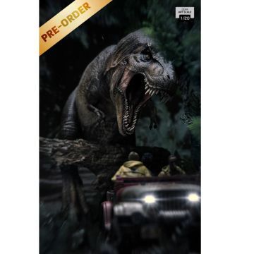 Колекційна статуетка Iron Studios: Statue T-Rex Chase - Jurassic Park - Demi Art Scale 1/20