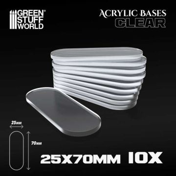 Набір прозорих підставок для мініатюр Green Stuff World: Acrylic Bases - Oval Pill 25x70mm Clear 